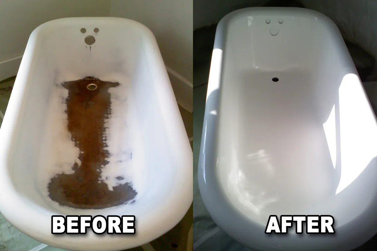 Clawfoot bathtub before and after refinishing