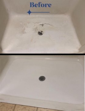 Shower overlay before and after professional repair